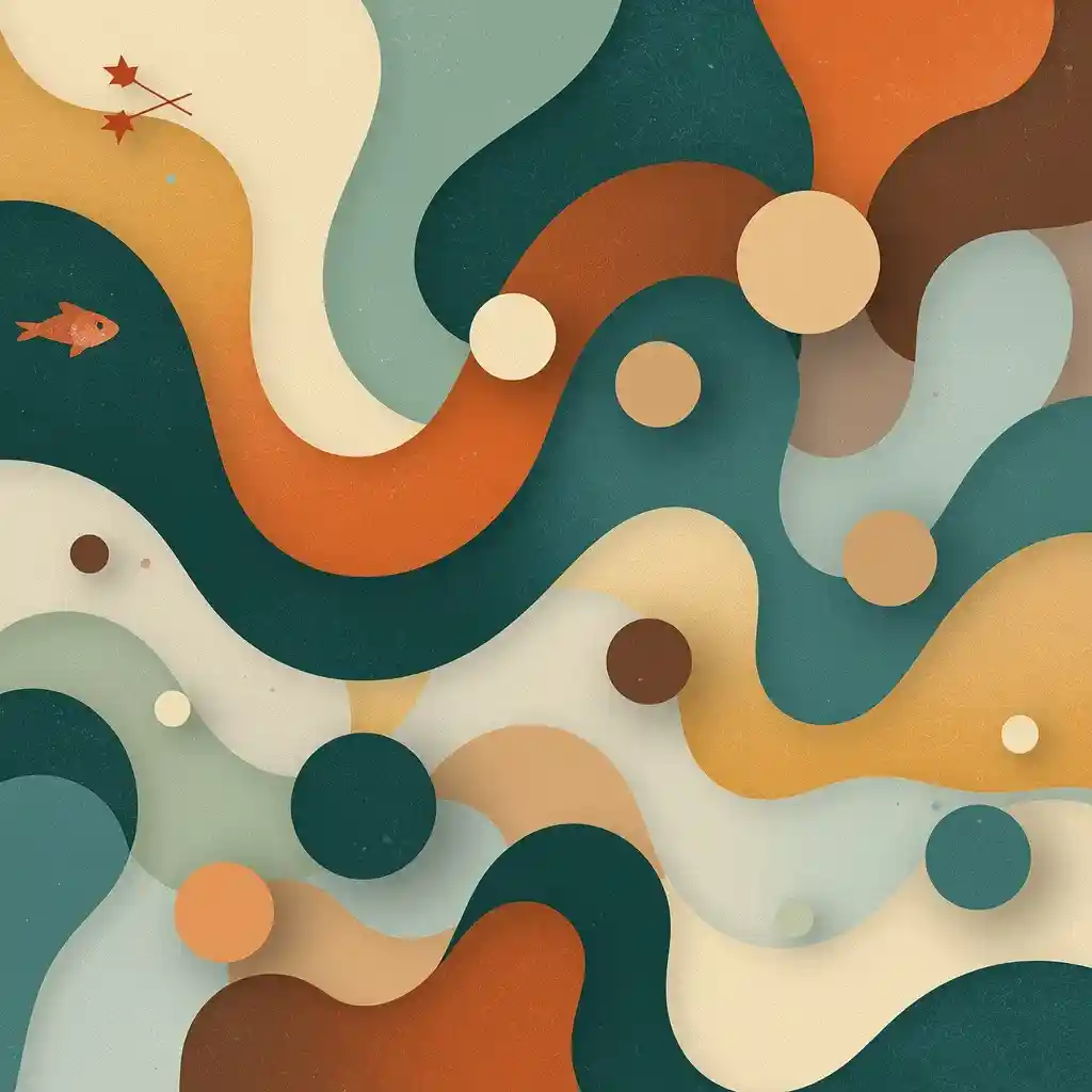 Abstract flowing shapes representing seasonal transitions in active leisure